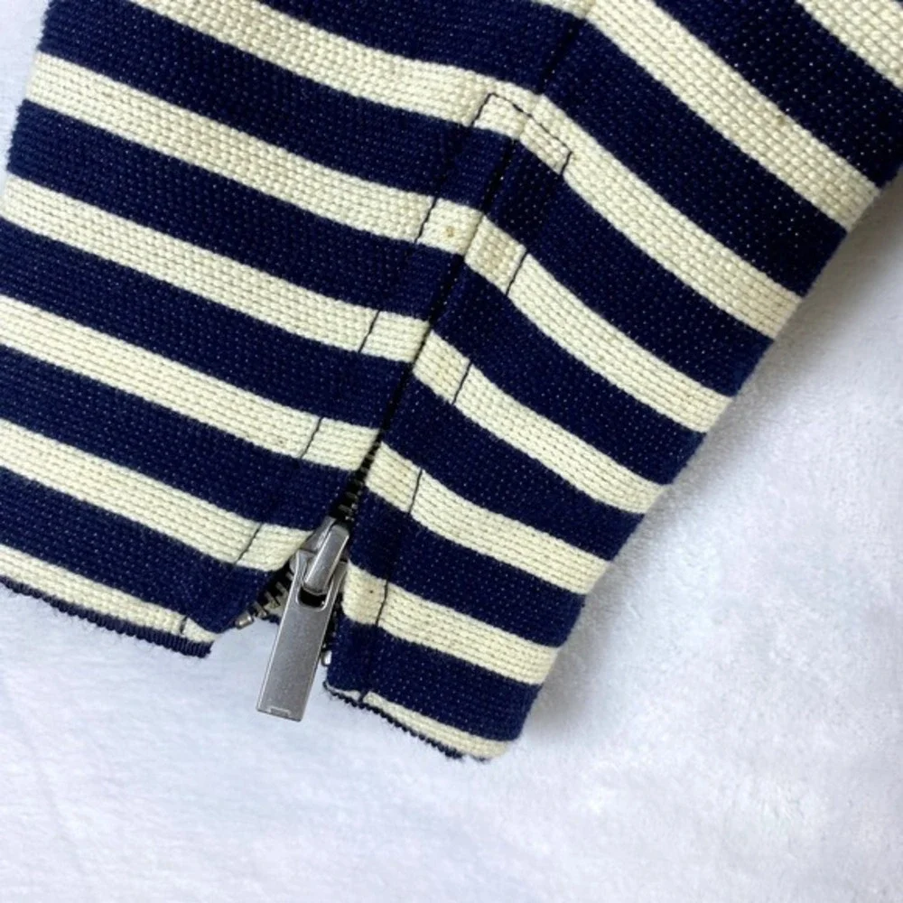 2/$30 NWT Banana Republic Blazer Sz 2 Blue Cream Cotton Blend Office‎ Work